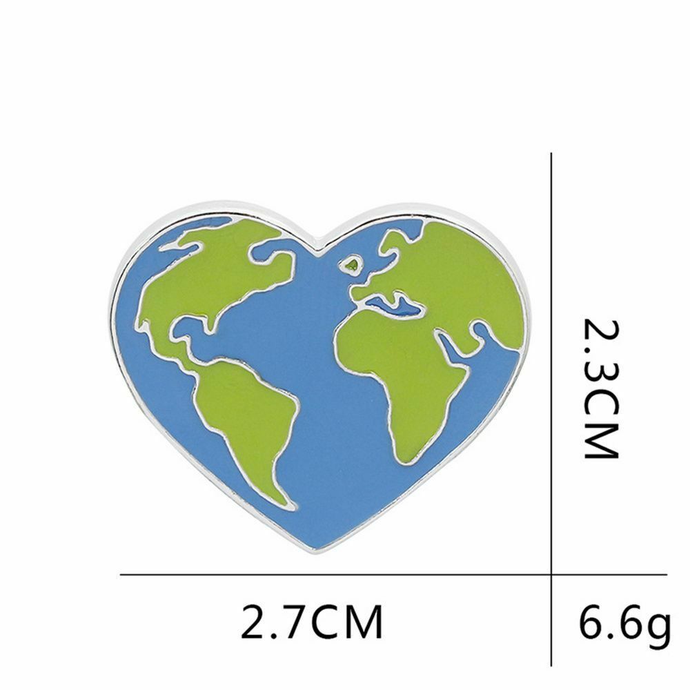 Green Earth Brooches Earth's Ecology Badges Heart Shaped Pin Lapel Enamel Pins