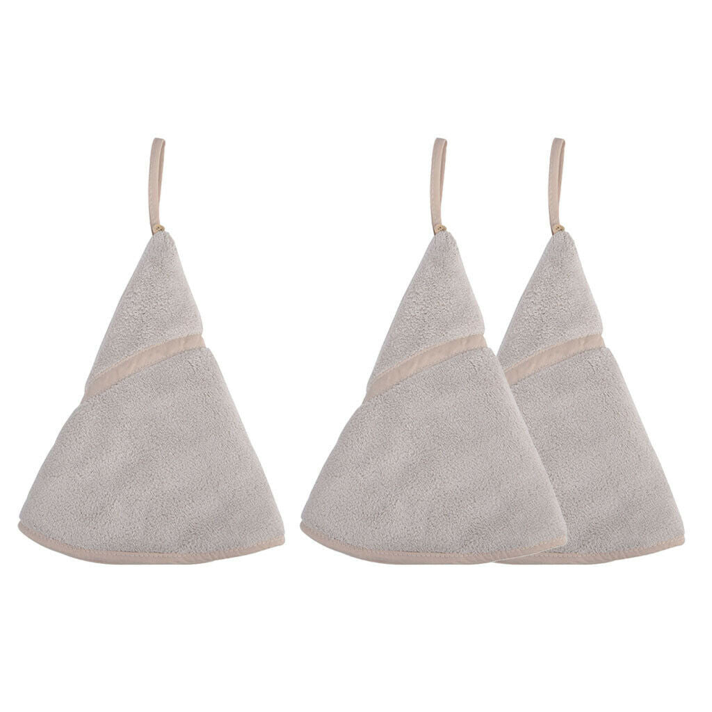 3x Luxury Cotton Hand Face Towel Wash Cloth Hanky with Hanging Loop Brown