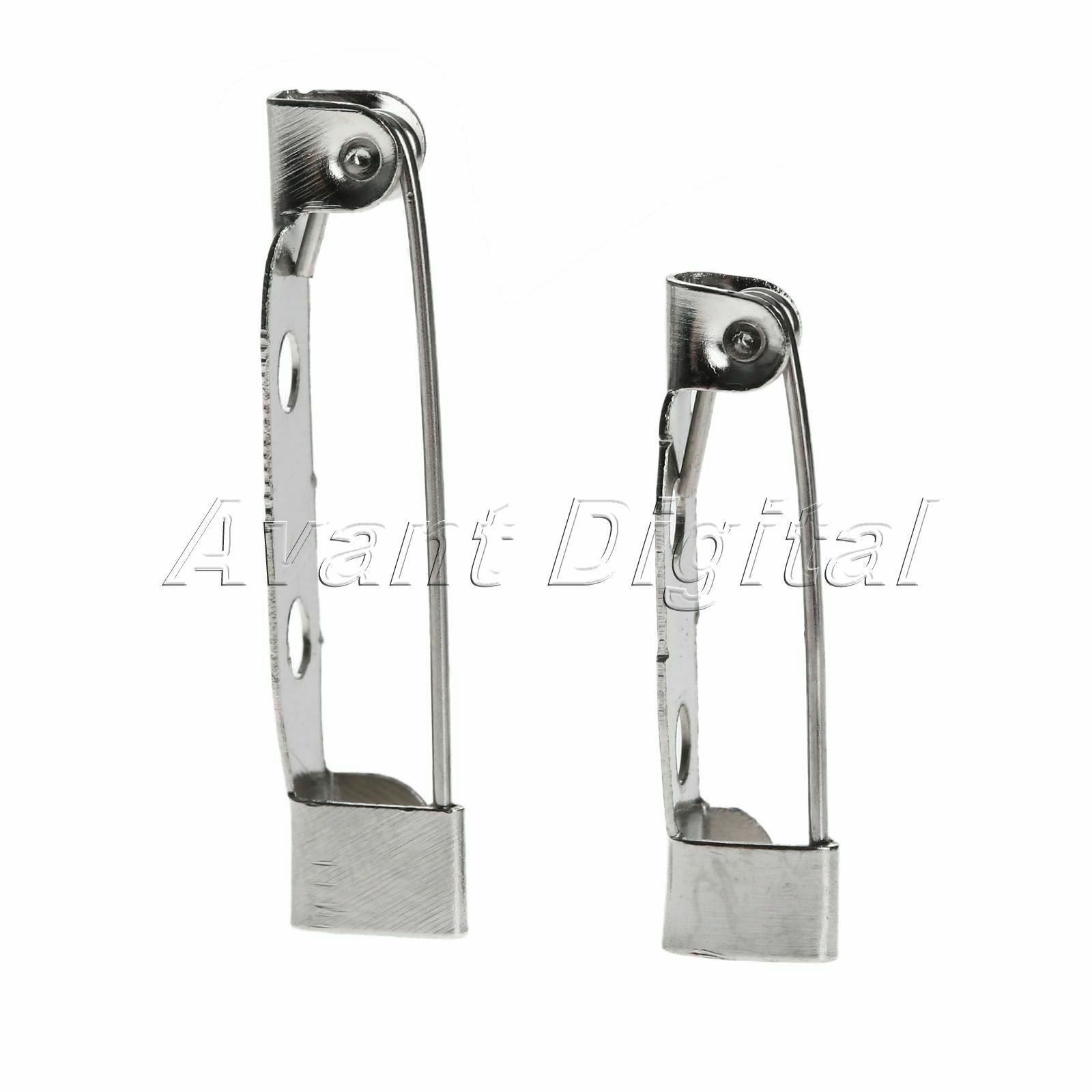 50pcs White K Tone Iron Metal Brooch Back Bar Safety Pins Badge Fasteners 20mm