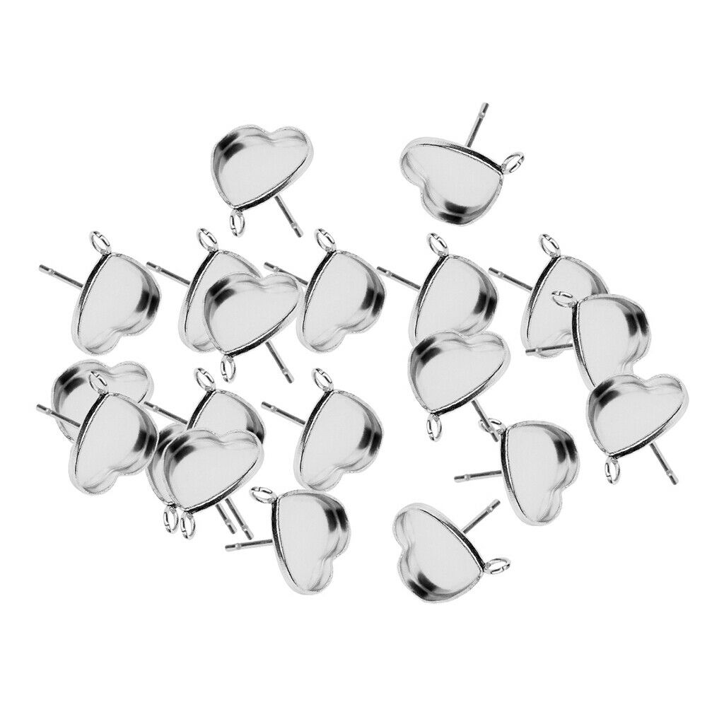11mm Heart Shaped Bezel Ear Earring Stud Blank Base Post Earring Settings 20