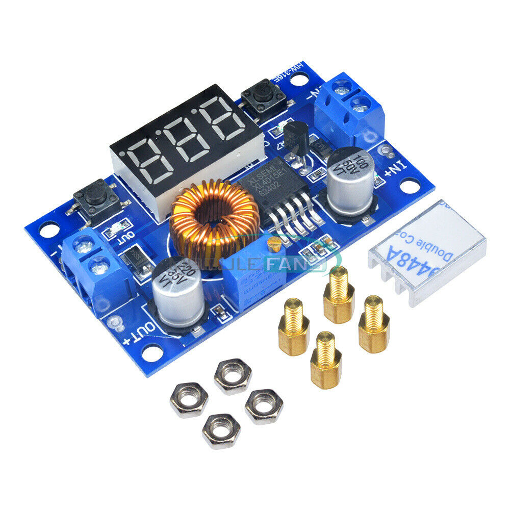 2PCS 5A Power CC/CV Step-down Charge Module LED Driver Adjustable + Voltmeter