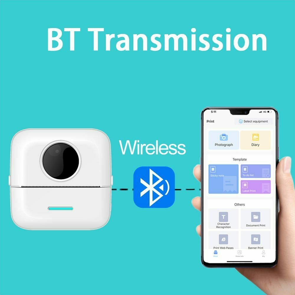 Portable Thermal Printer Pocket Wireless Bluetooth-Compatible Label Note Printer
