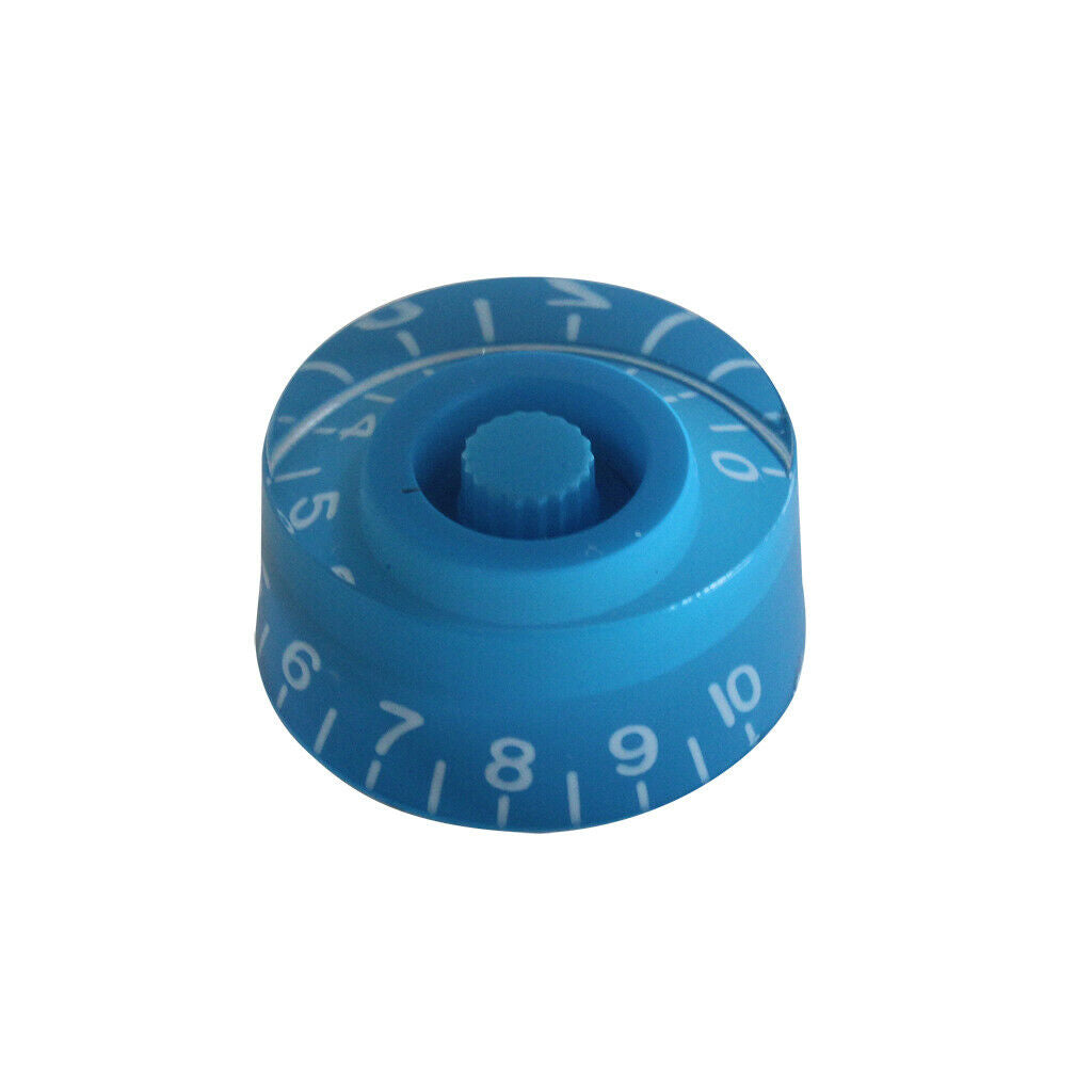 Blue Control Knobs Acrylic Speed Knobs with White Word for Electric Guitar