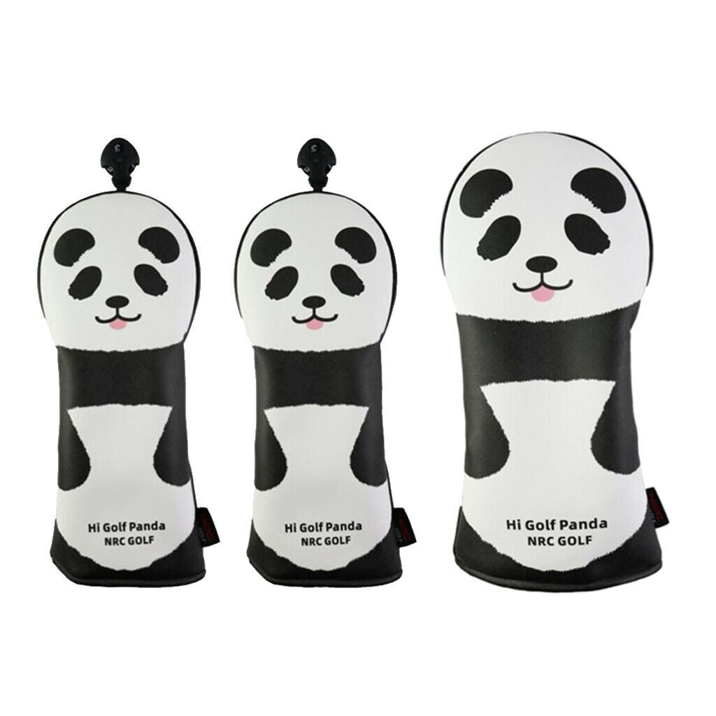 3 Premium Panda Golf Wood Driver Headcover Club Cover Guard Drivers Covers