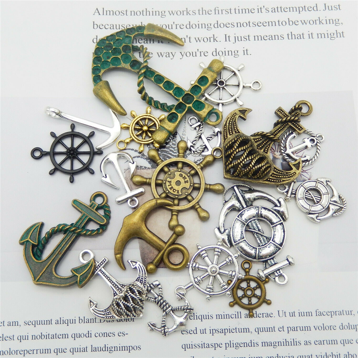 Random Alloy Anchors Mixed Kinds Pendants Charms Findings (approx.15-20 pcs)