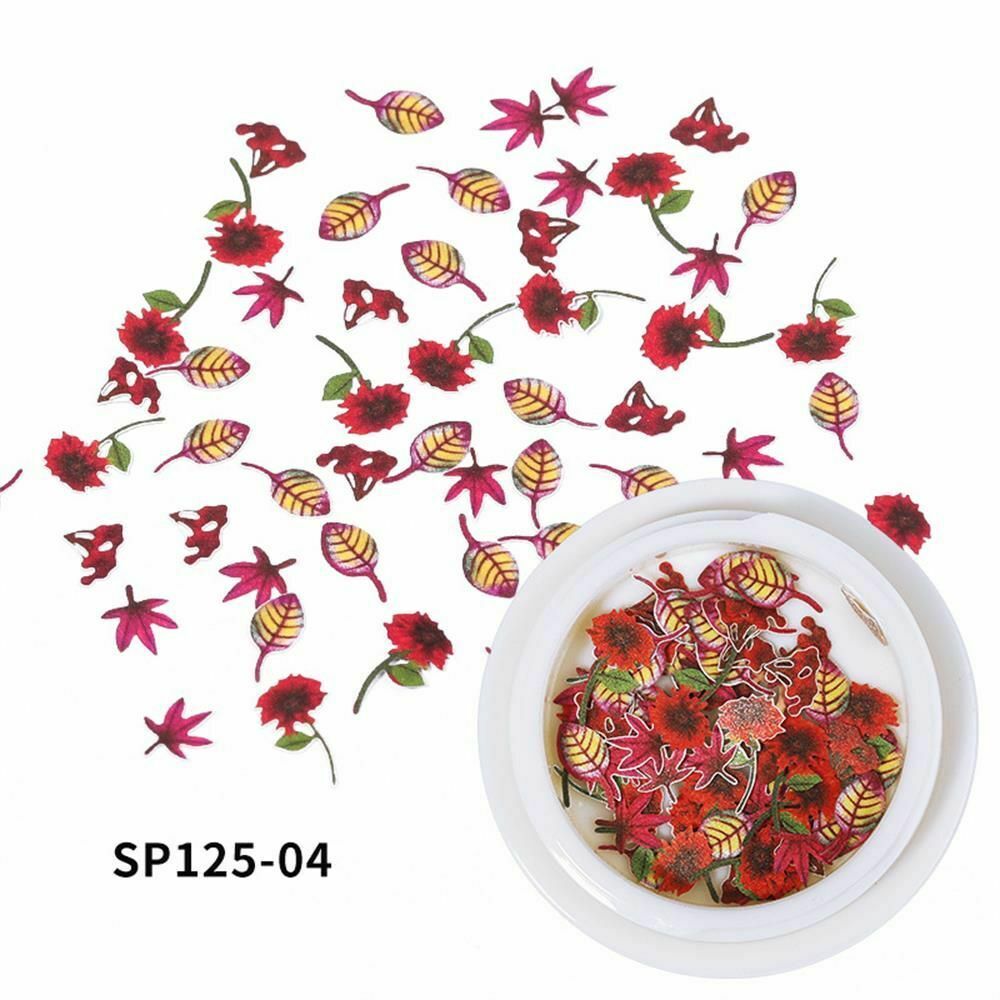 Glitter Flakes Autumn Nail Art Sequins Nail Paillettes Holographic Maple Leaves