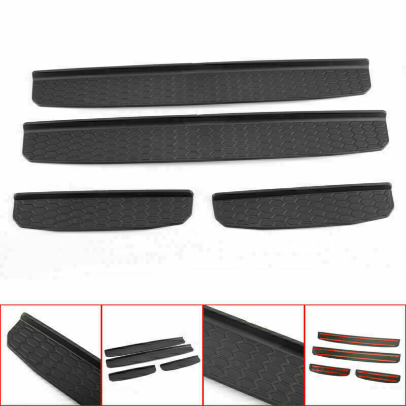Door Sill Entry Guard Scuff Plate Protector Fits 2018  Wrangler JL Black CN
