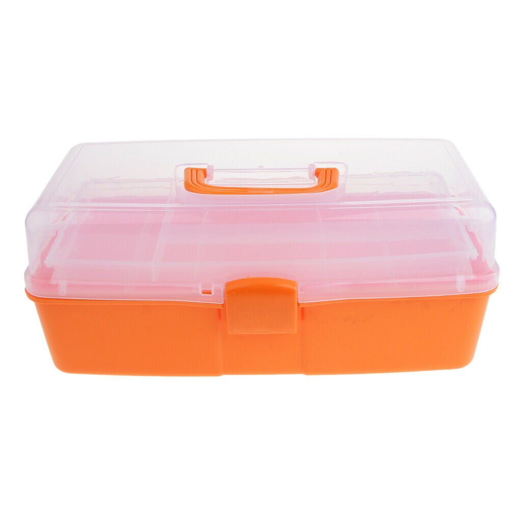 3 Tier Large Plastic Storage Box Case Nail Art Craft Makeup Organizer Orange