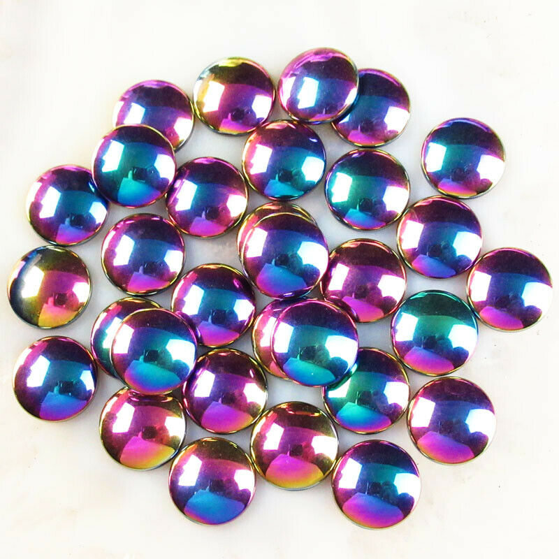 20Pcs 10x3mm Colorful Rainbow Hematite Round CAB CABOCHON A-546TS