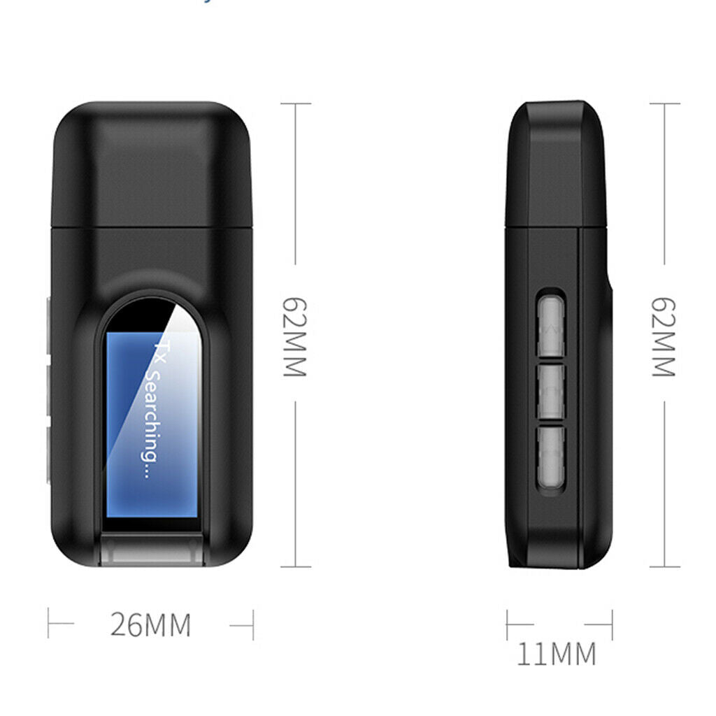USB Bluetooth 5.0 Audio Transmitter Receiver with LCD Display Adapter,3.5MM