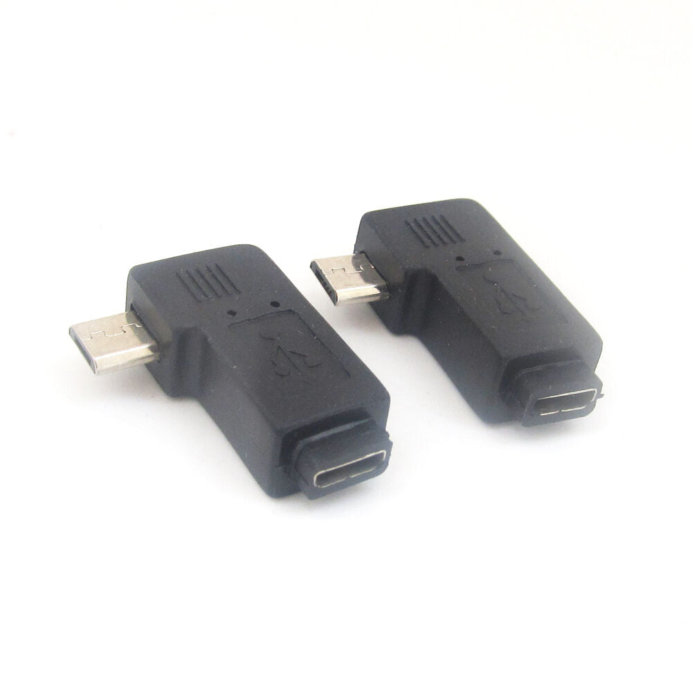 50pcs Micro USB 5Pin Male To Female Right Angle 90D Extension Adapter Connector