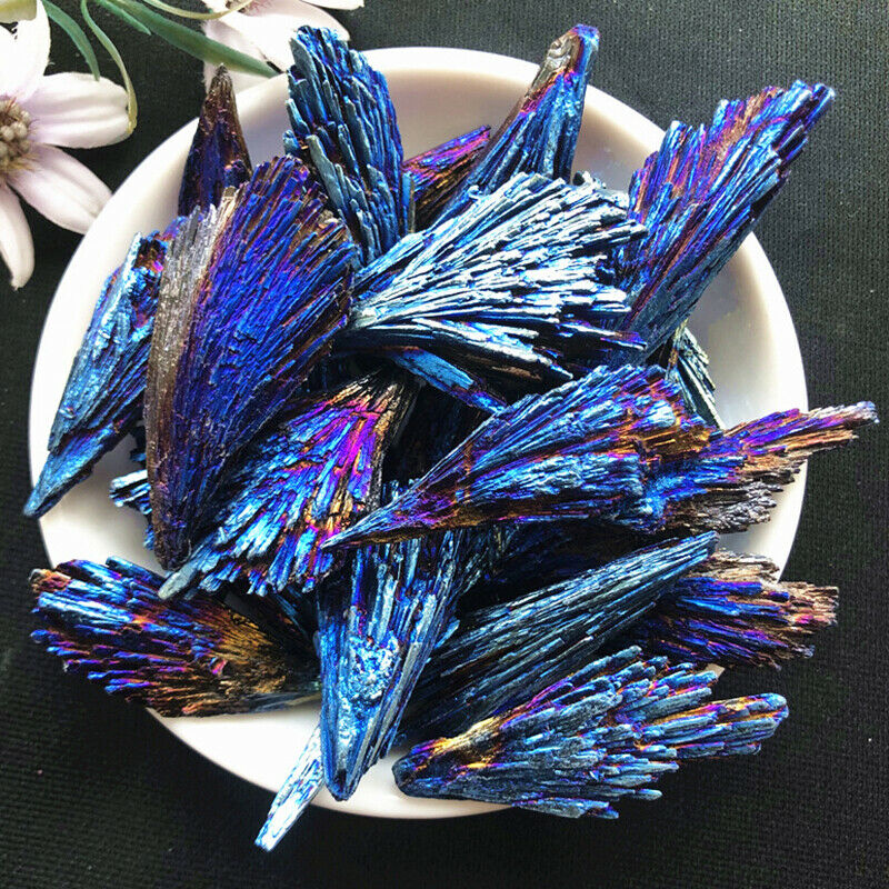 Natural Stones Crystal Blue Color and Minerals Titanium Aura Quartz Tail .l8