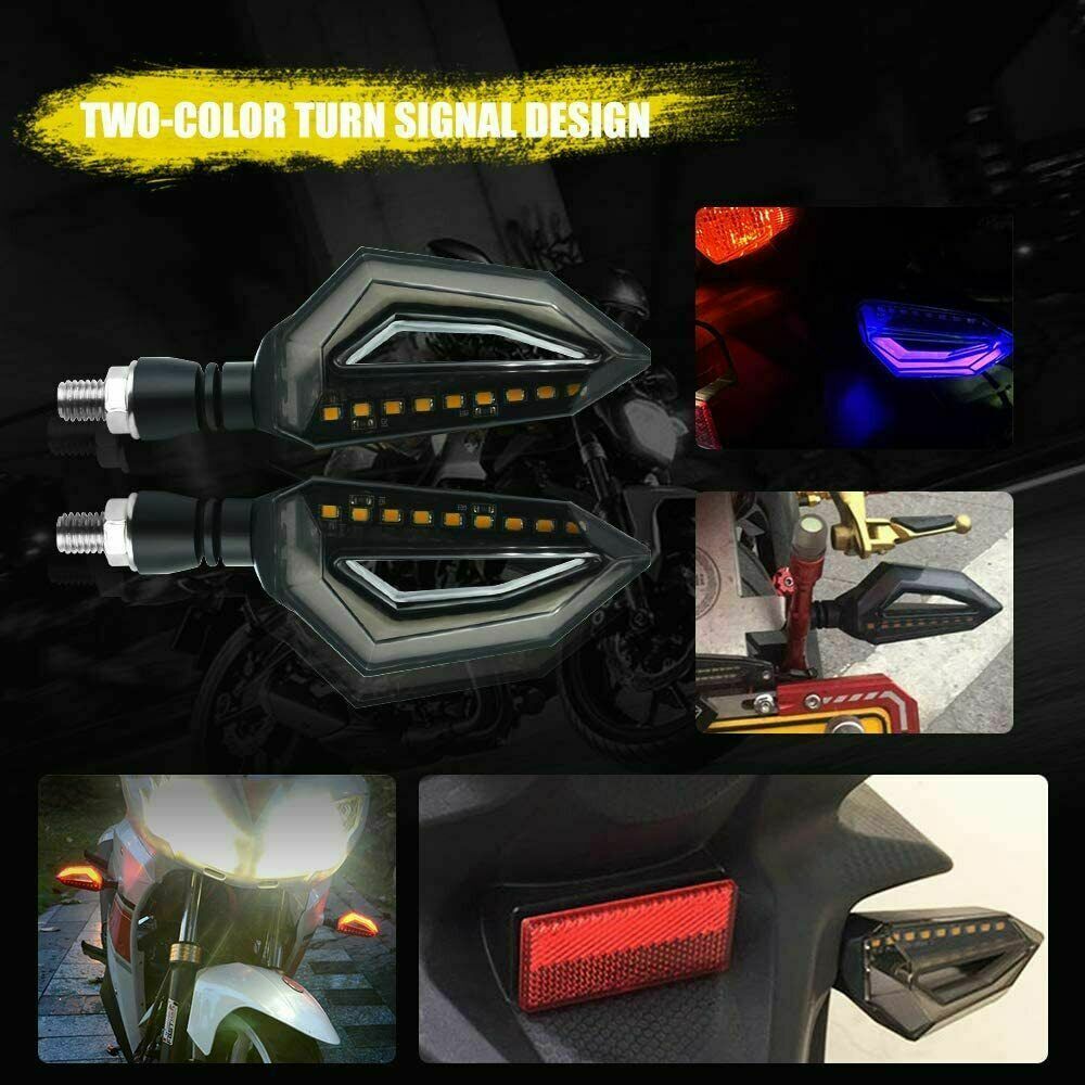 Motorcycle Turn Signal LED Amber Blue Indicator Light Blinker Lamp Universal 12V