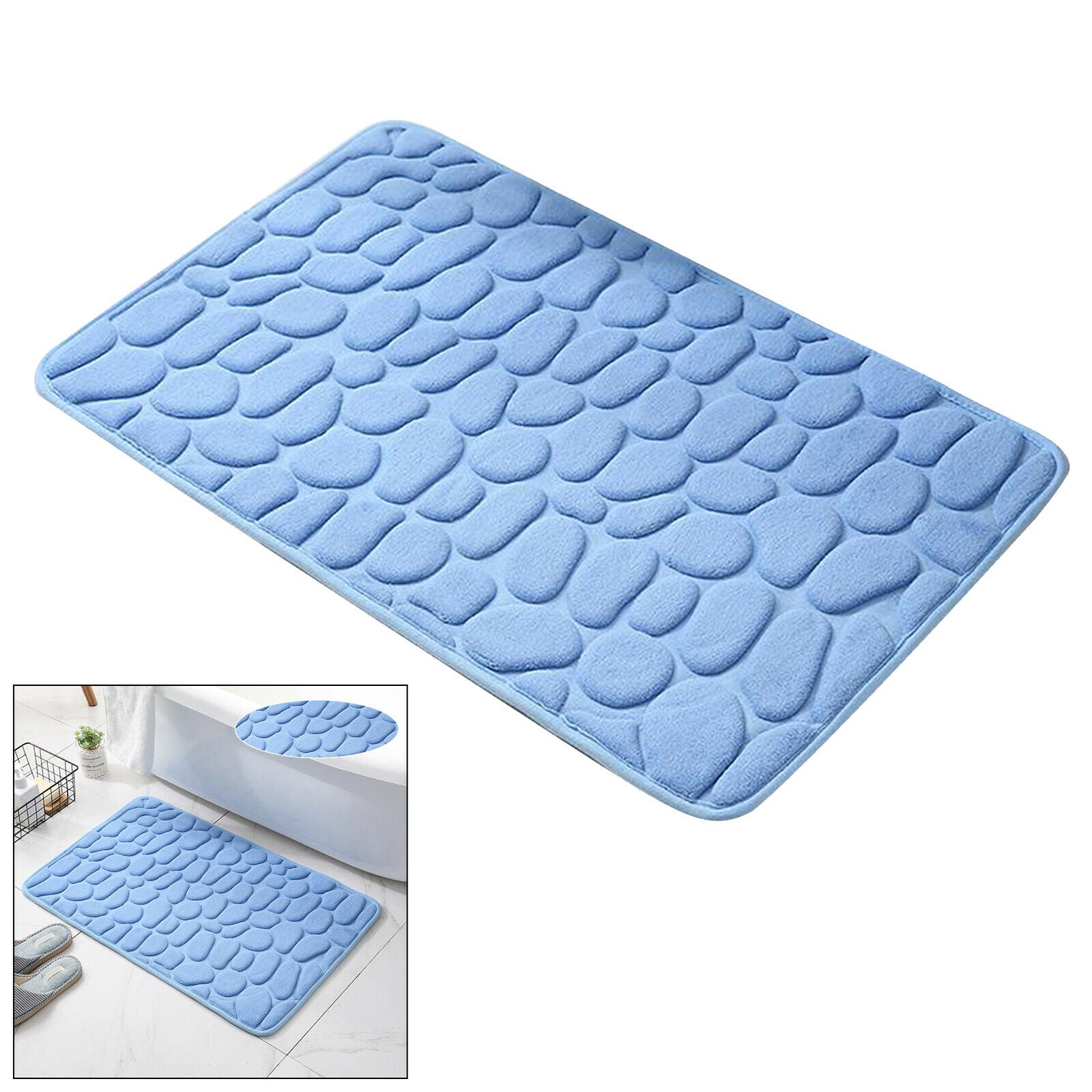 Bathroom Carpet Mat Floor Mat Rug Anti-slip Doormat 40x60cm Blue