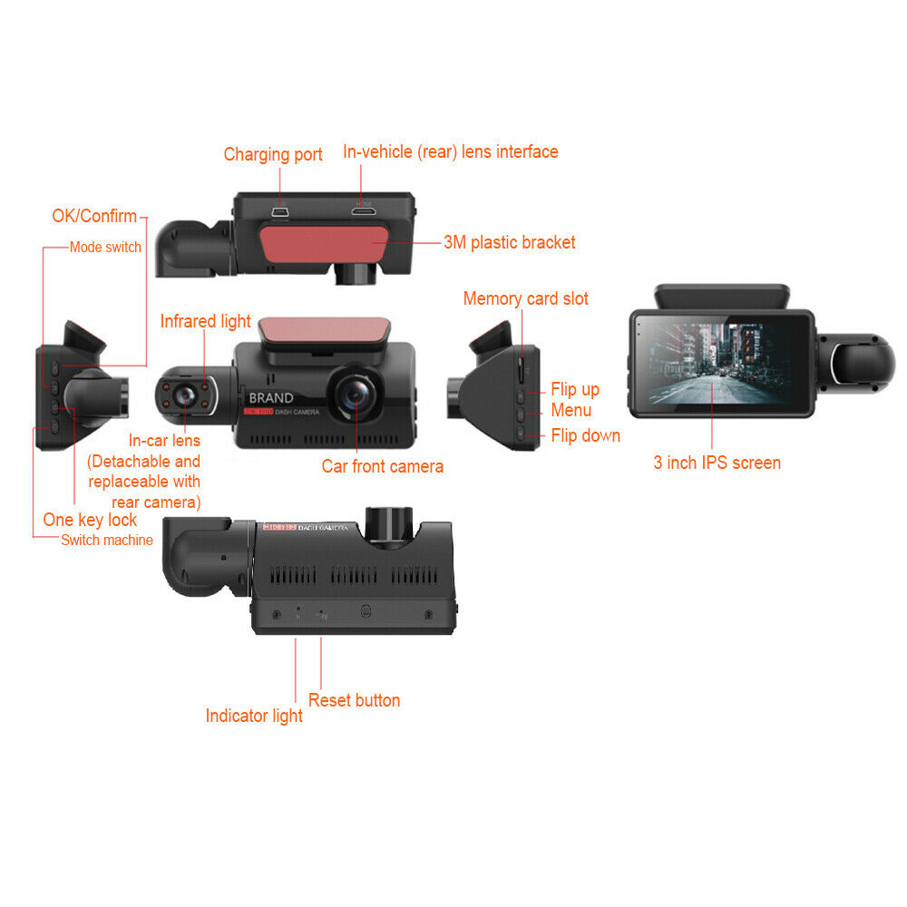 3inch Car Driving Recorder Motion Detection 1080P Infrared Night Vision Video