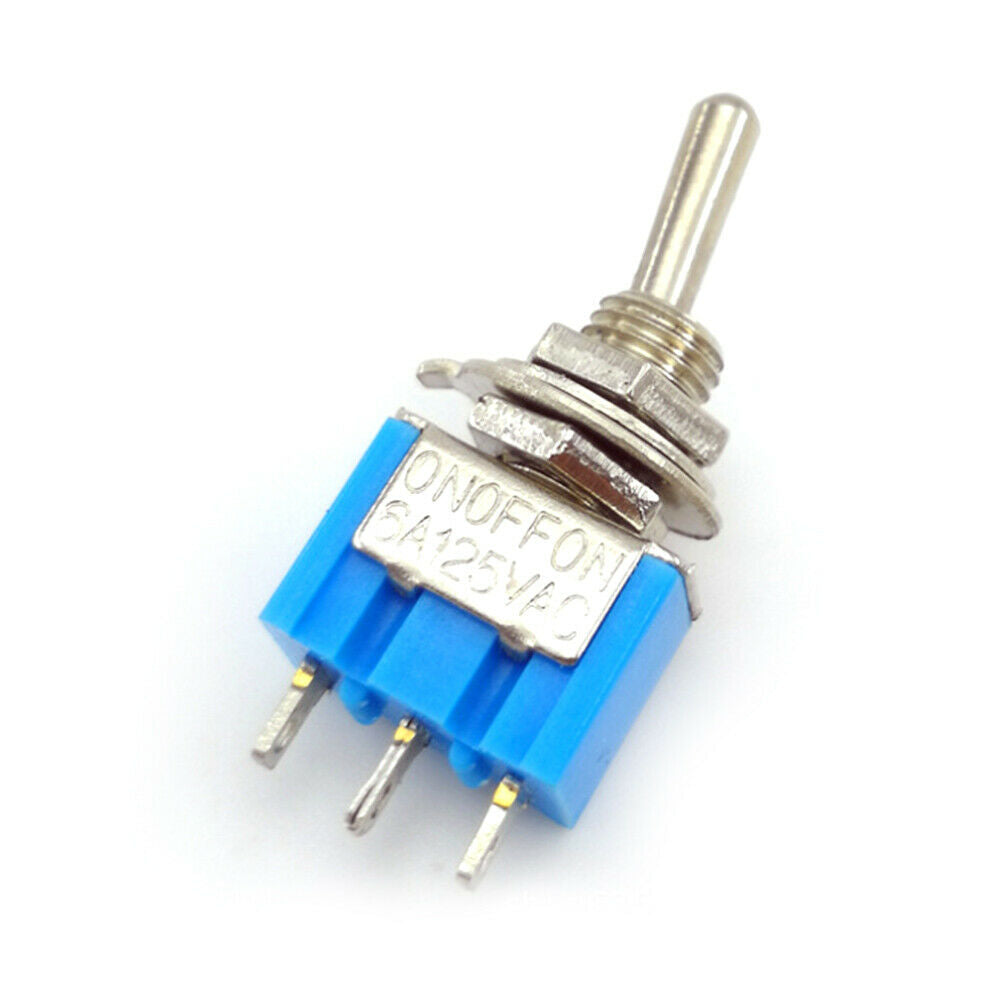 10Pcs Blue Mini MTS-102 3-Pin SPDT ON-ON 6A 125VAC Piano Toggle Switches