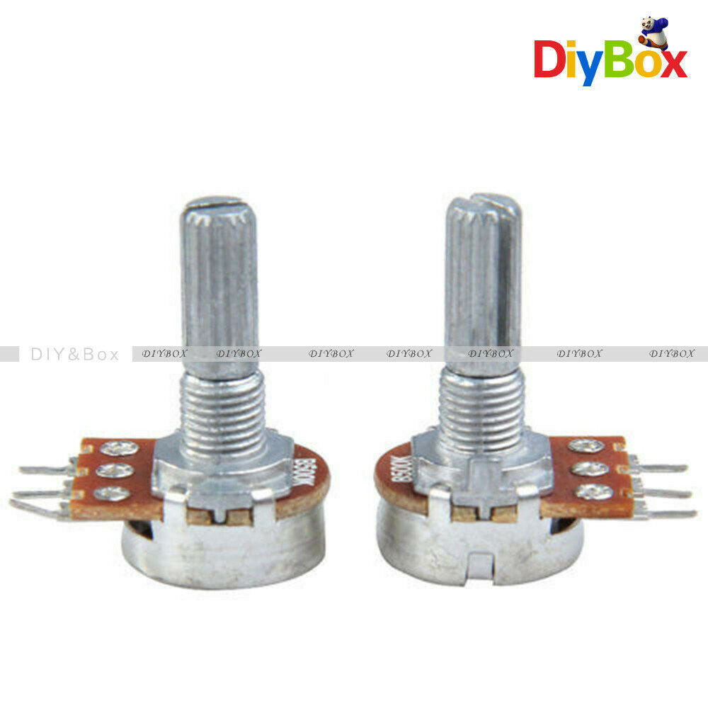 10PCS 500K Ohm B500K Knurled Shaft Linear Rotary Taper Potentiometer 15mm 3 Pins