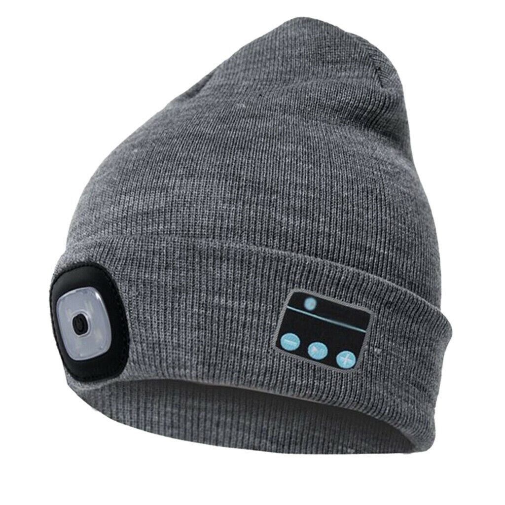 2Pcs Pink+Gray Unisex Bluetooth Beanie Hat Warm for Winter Outdoor Fitness