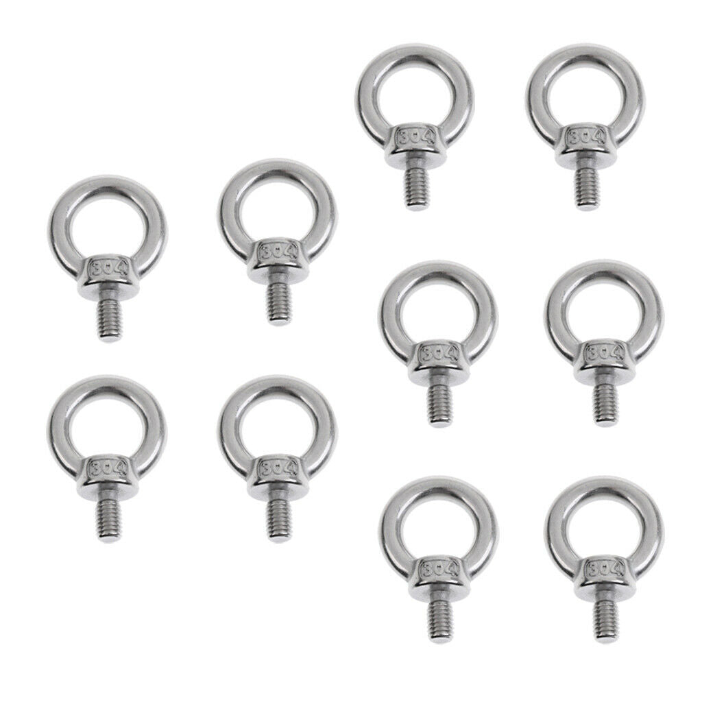 10Pcs 304 Machine Shoulder Lifting Eye Bolt Eye Screw Bolt Marine Eyebolt