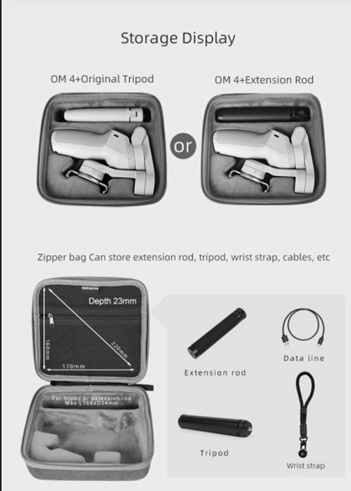 Protective Mini Storage Bag for DJI OM 4/OSMO MOBILE 3 Gimbal Carrying Package
