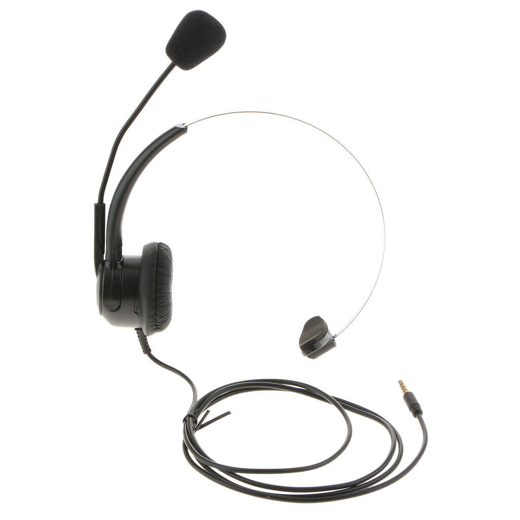 Monaural Headset with Mic, 3.5mm Plug, Compatible for Mobile Phone & Laptop