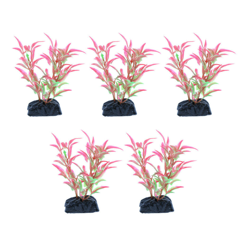 5pcs Artificial Plants for Aquarium Decorations Aquatic Plants Plastic Red