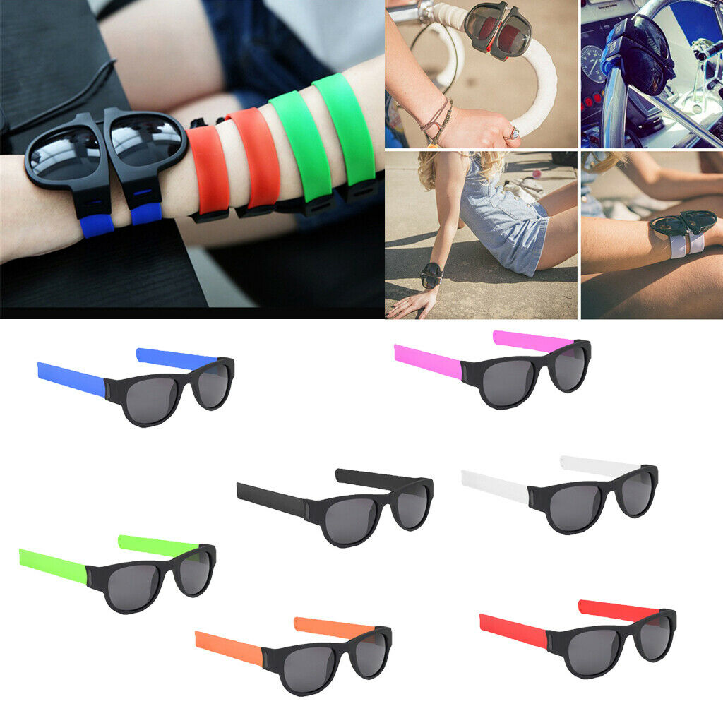 2x Fashion Folding Sunglasses UV-Protect Sun Glasses Adults Bracelet Trendy