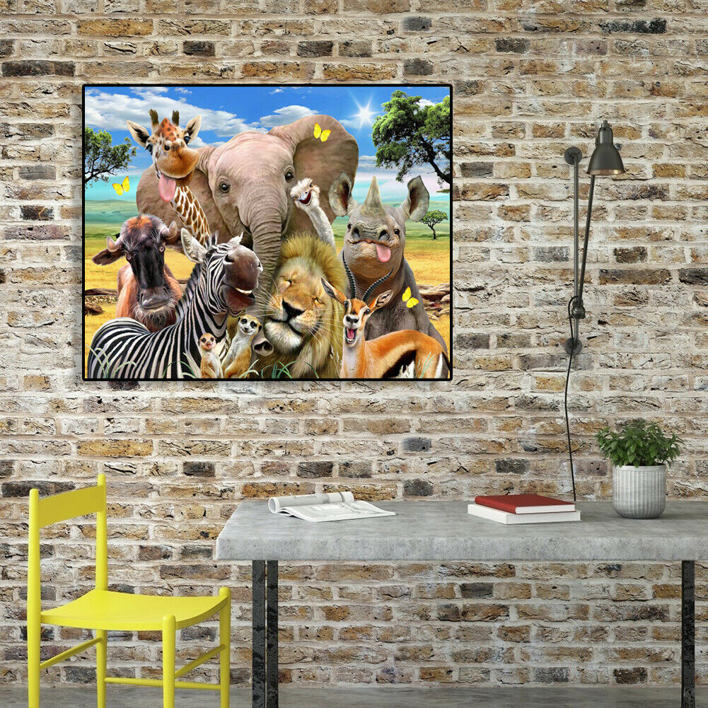 Painting By Numbers Kit DIY Happy Animals Canvas Oil Art Picture Home Decor @