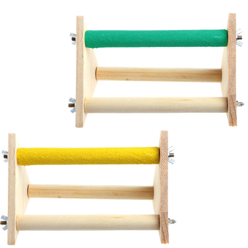 Pet Parrot Bird Wooden Perch Stand Rack Play Toys Training Activity Playstand