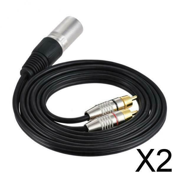 2X Double RCA Male to XLR Male Audio Cable Splitter Connector Adapter Cord 5M