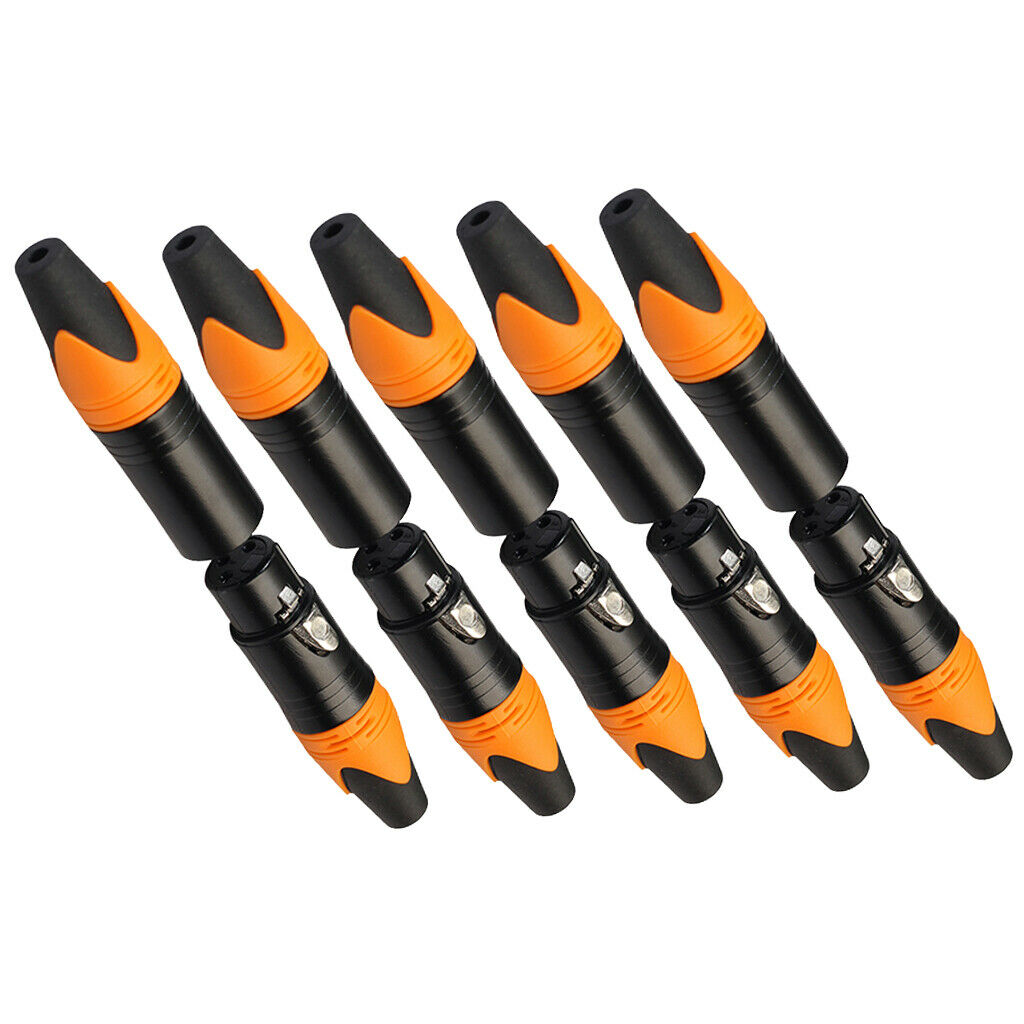 5 Pairs XLR Connector Male and Female Microphone Mic Audio Adapter Orange