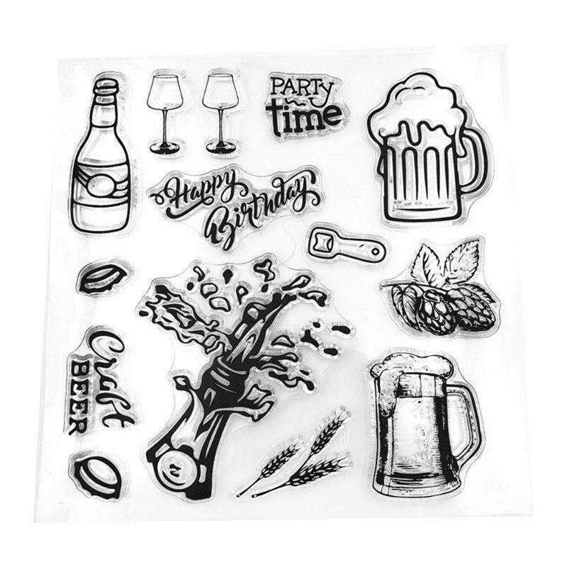 Champagne Beer Silicone Clear Seal Stamp DIY Scrapbooking Embossing Photo Album