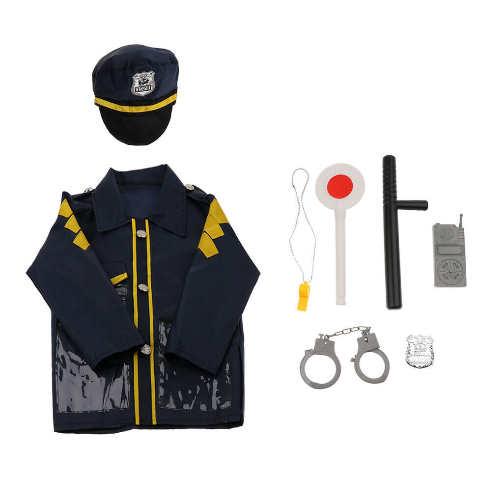 8 Pieces Simulation Role Play Children Kids Police Costume Set Dress Up Toys
