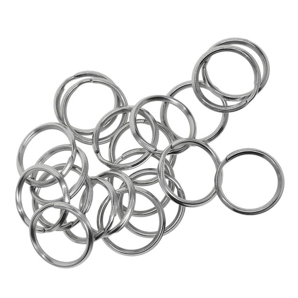 40pcs Stainless Steel Key Rings Split Ring Hoop Double Loop Connectors 20mm