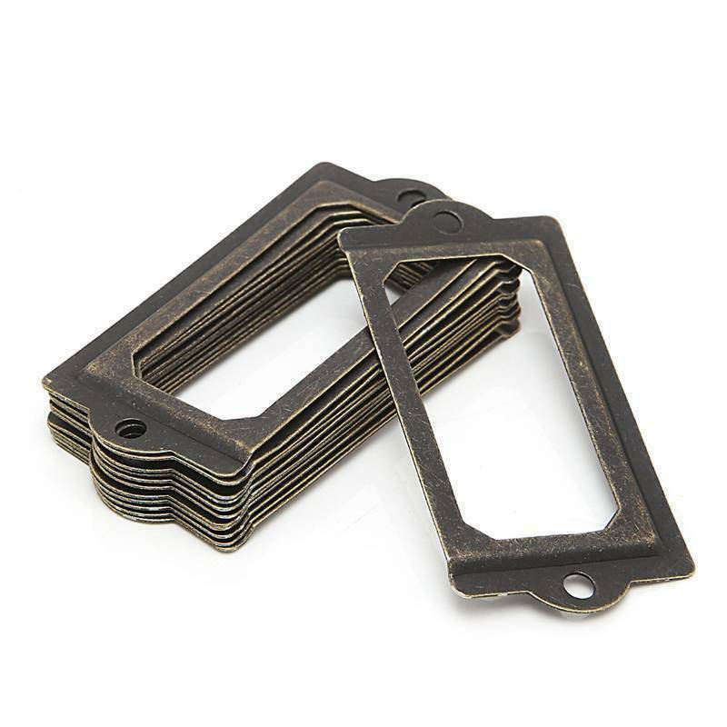 12pcs Metal Label Pull Handle Frame Name Card File Holder Cabinet Furniture Draw