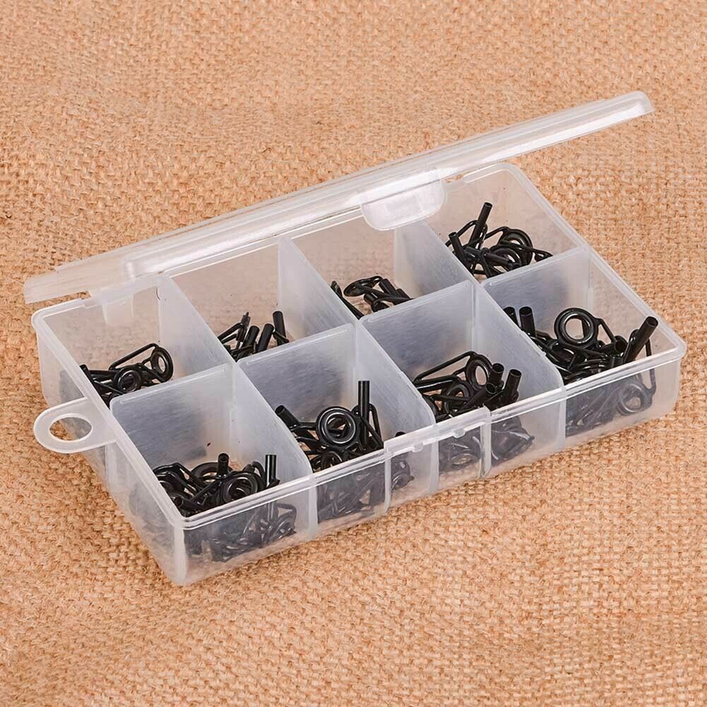 80/Box Ceramic Stainless Steel Sea Fishing Rod Guides Line Rings Repair Eyes Tip
