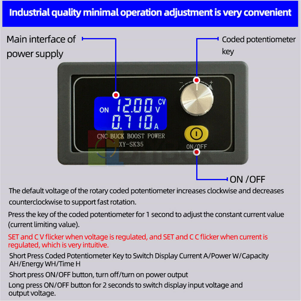 Adjustable Buck Boost DC Voltage Regulator Solar Charging Power Supply Module 5V