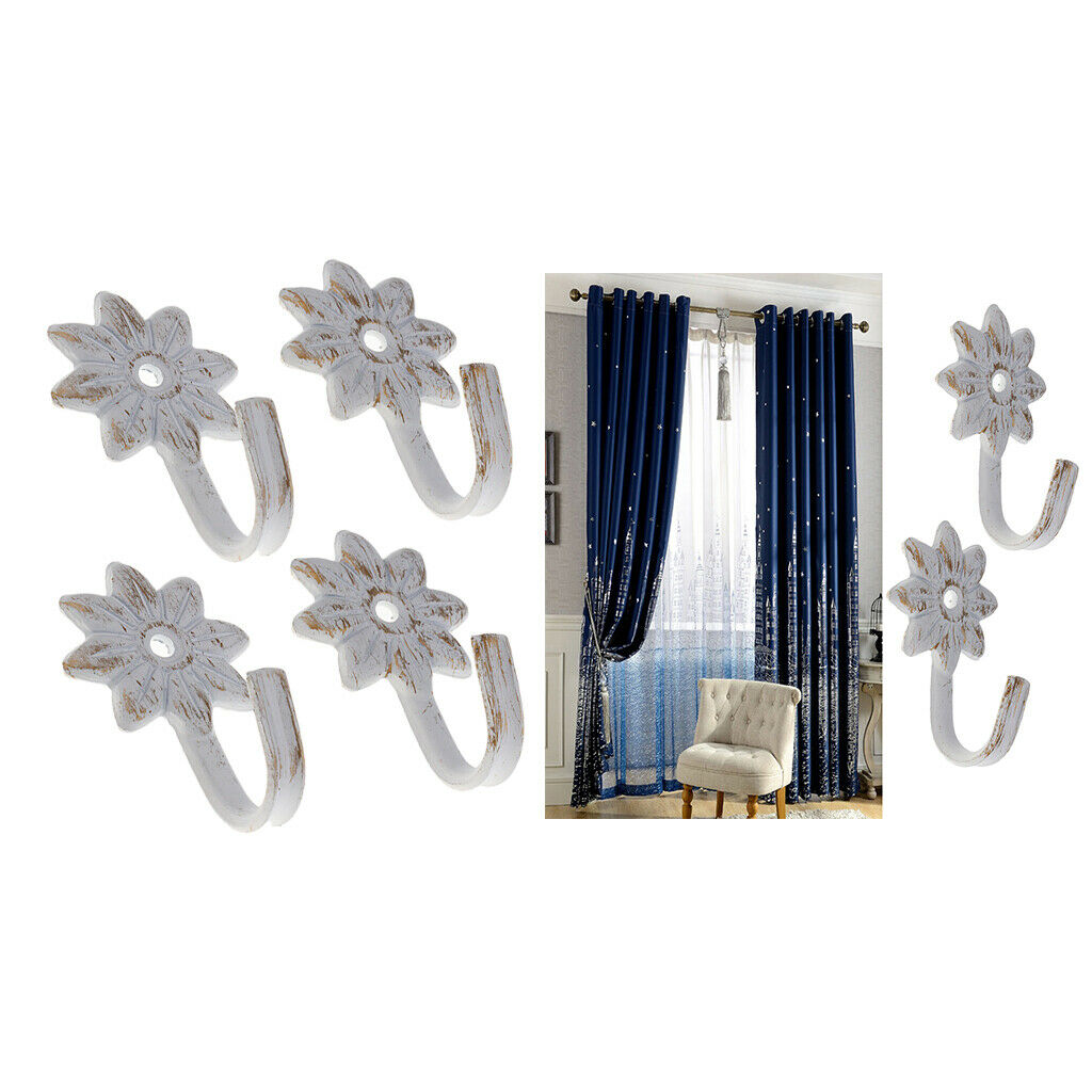 4x Curtain Tie Back Hooks Window Blind Tiebacks Hanger Holder Type 1 - 004