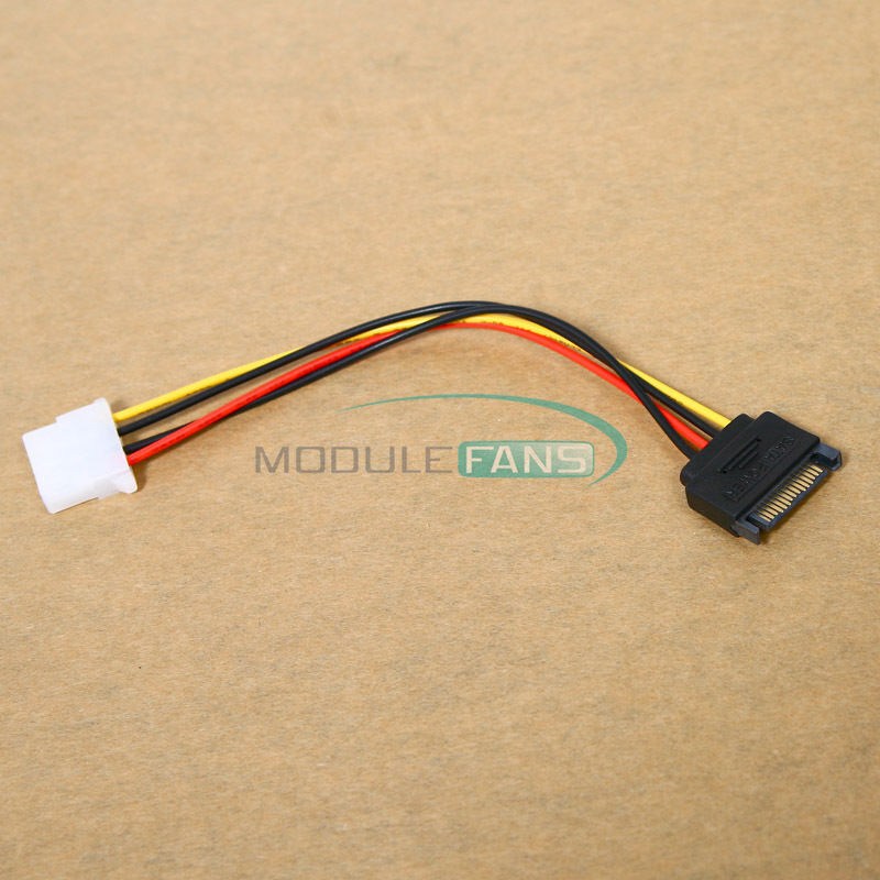 2PCS SATA 15-pin Male Power Cable to Molex IDE 4-pin Female Power Drive Adapter