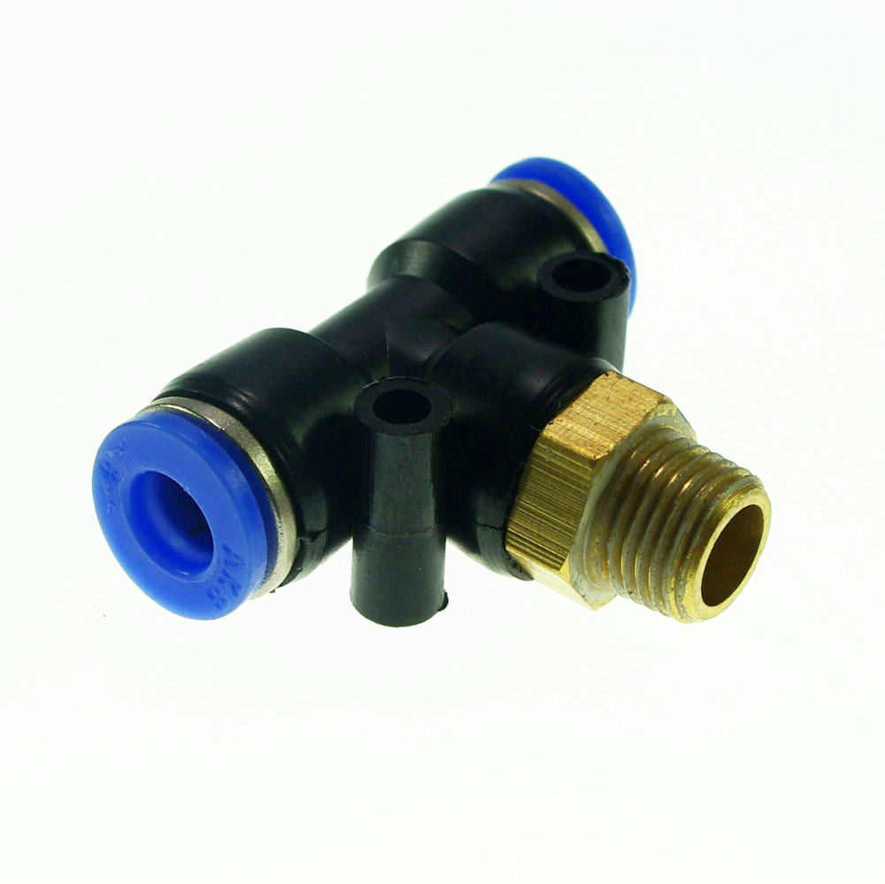 10pcs 10mm-3/8 Push In Threaded Male Tee Pneumatic Connector Jointer