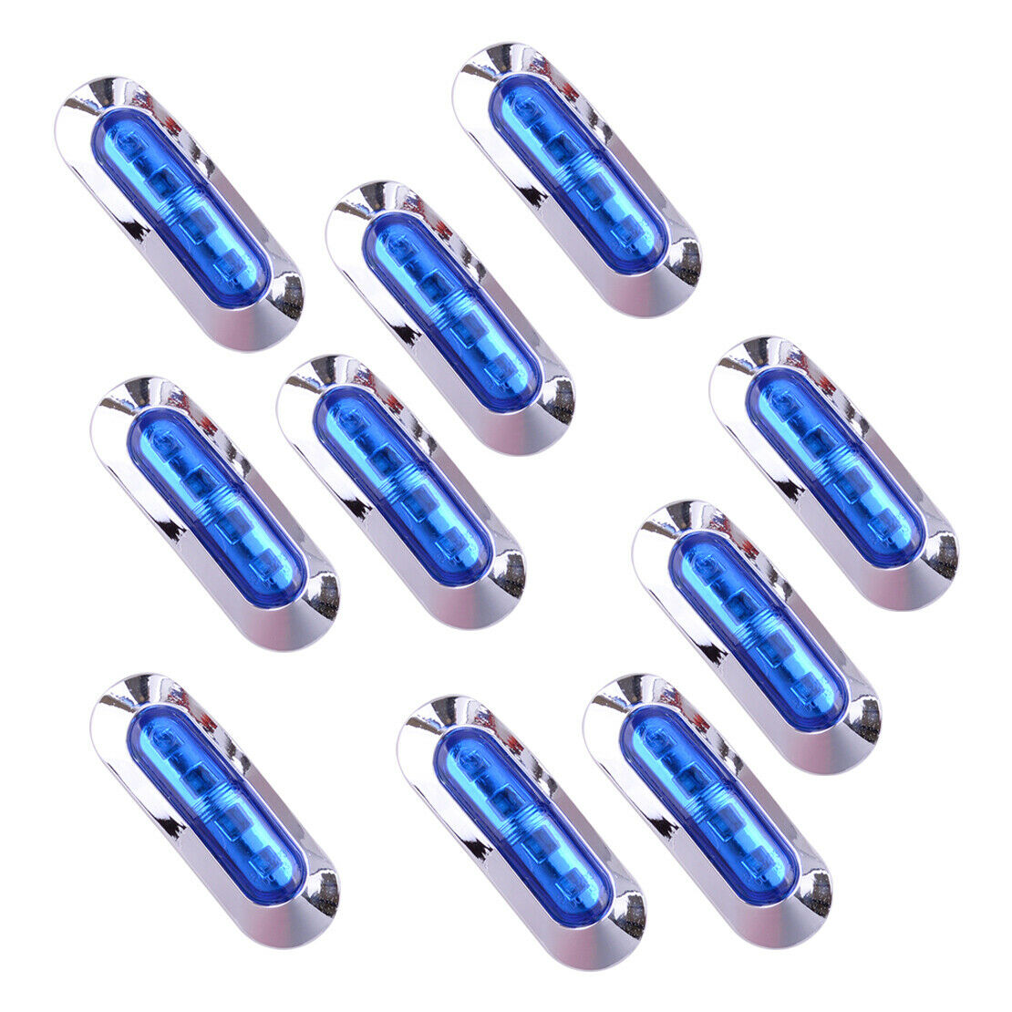 10pcs Blue 4-LED Side Clearance Marker Light For Car Truck Trailer Pickup 12/24V
