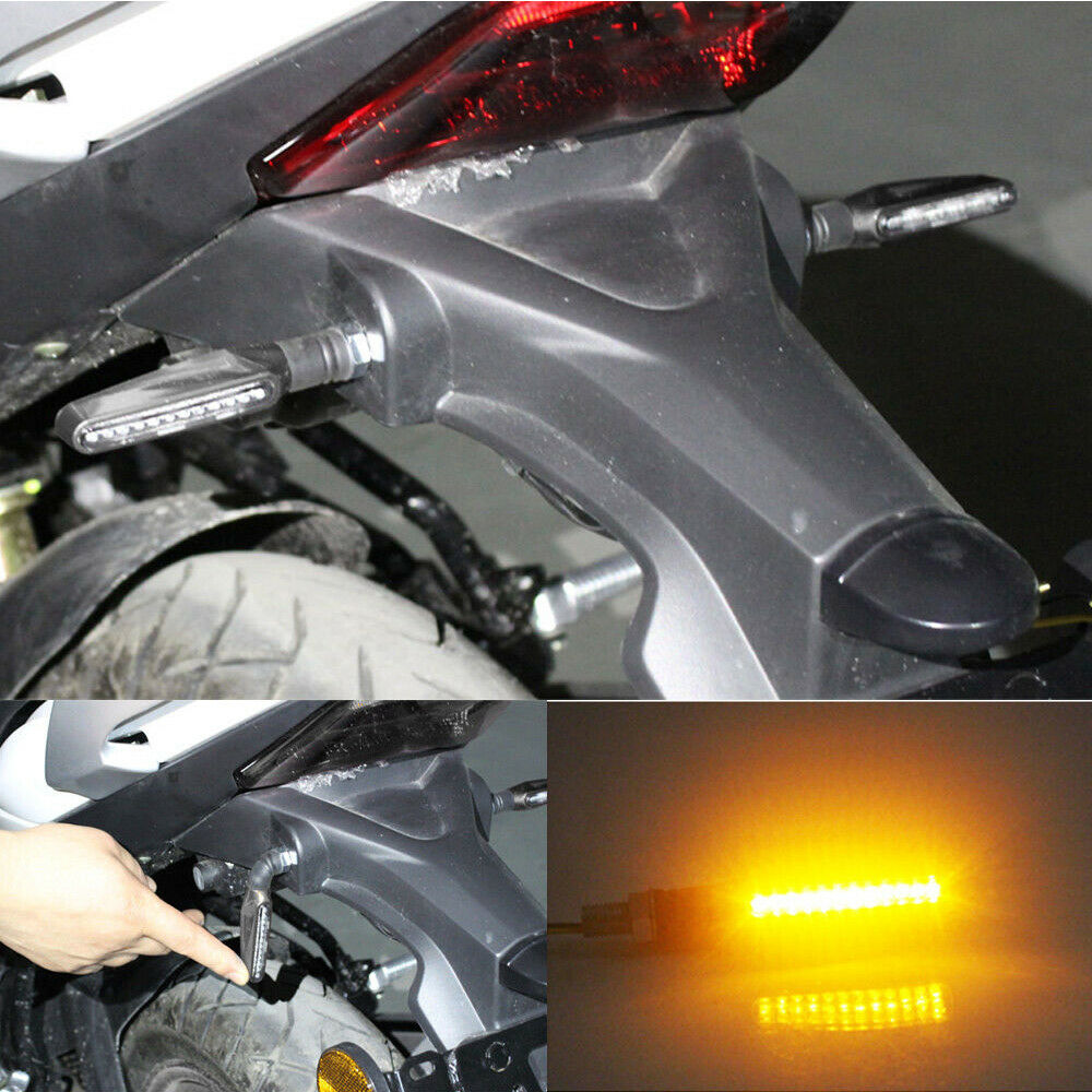 Motorcycle 12LED Turn Signal Flowing Light Indicator Blinker Amber Lamp Bendable
