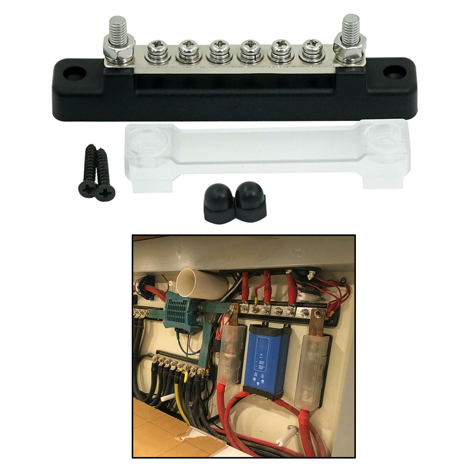 6 Terminal Bus Bar Kit 150A Power Distribution Block for Trailer RV Durable