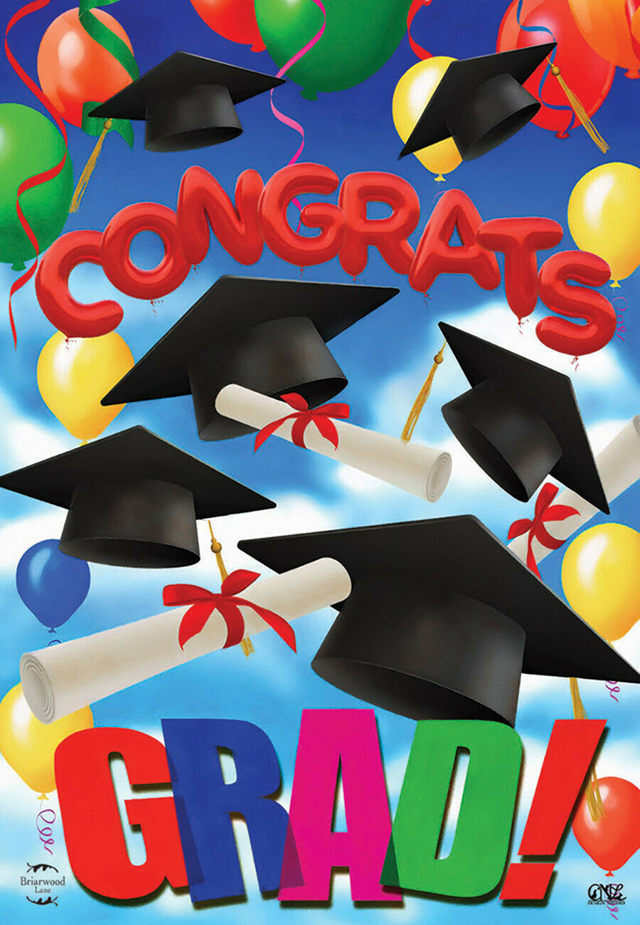 Congrats Graduation House Flag Celebration Graduate 28" x 40" Briarwood Lane