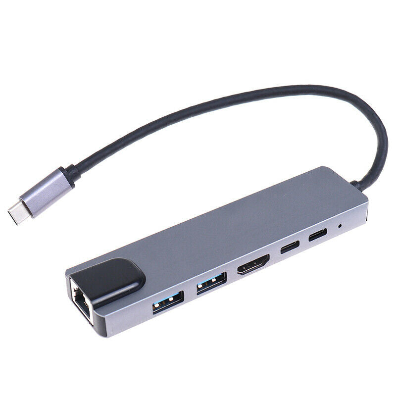 6 in 1 USB Hub Type C to Multi USB 3.0 HDMI 1000Mbps RJ45 Adapter Splitter G TL