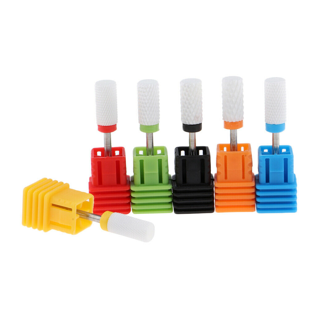 Ceramic Nail Files Drill Bit Manicure Electric Grinding Polishing Head 6x Flat