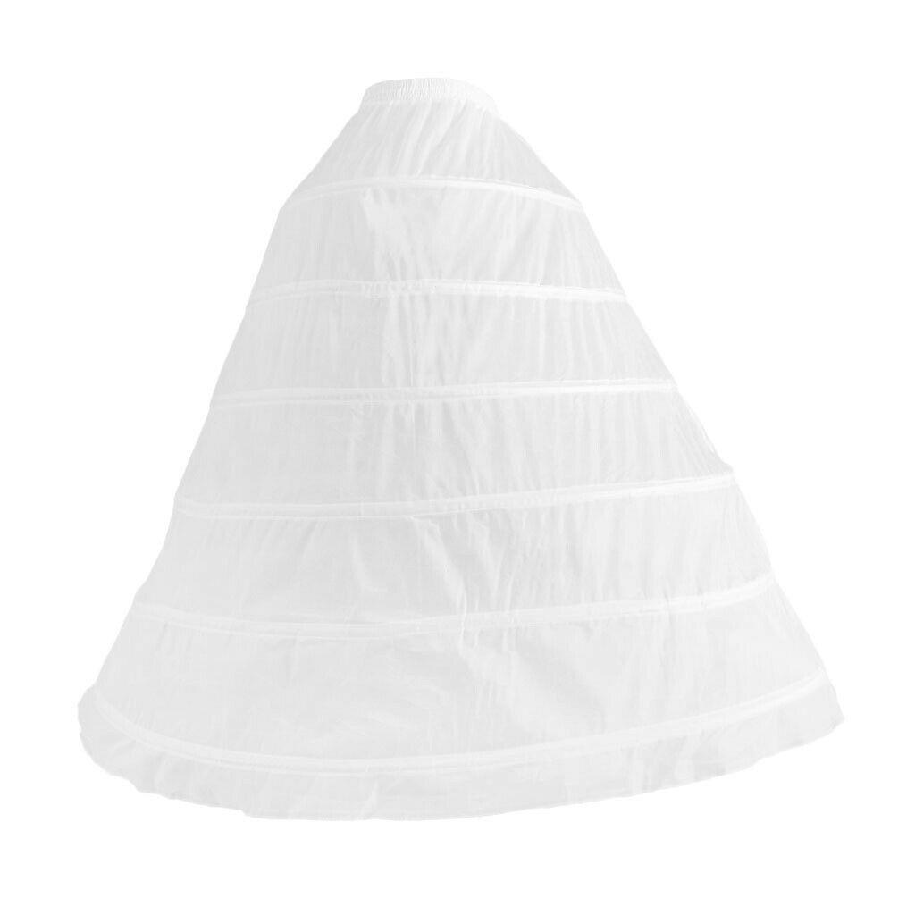 Womens 6 Hoops Skirt Crinoline Petticoats Slips Floor Length for Bridal Gown