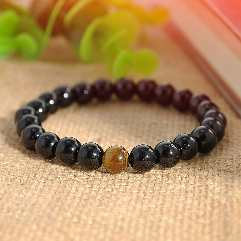 Classic Unisex Men's Women's Jewelry Agate Tiger Eye Beads Bangle Bracelet