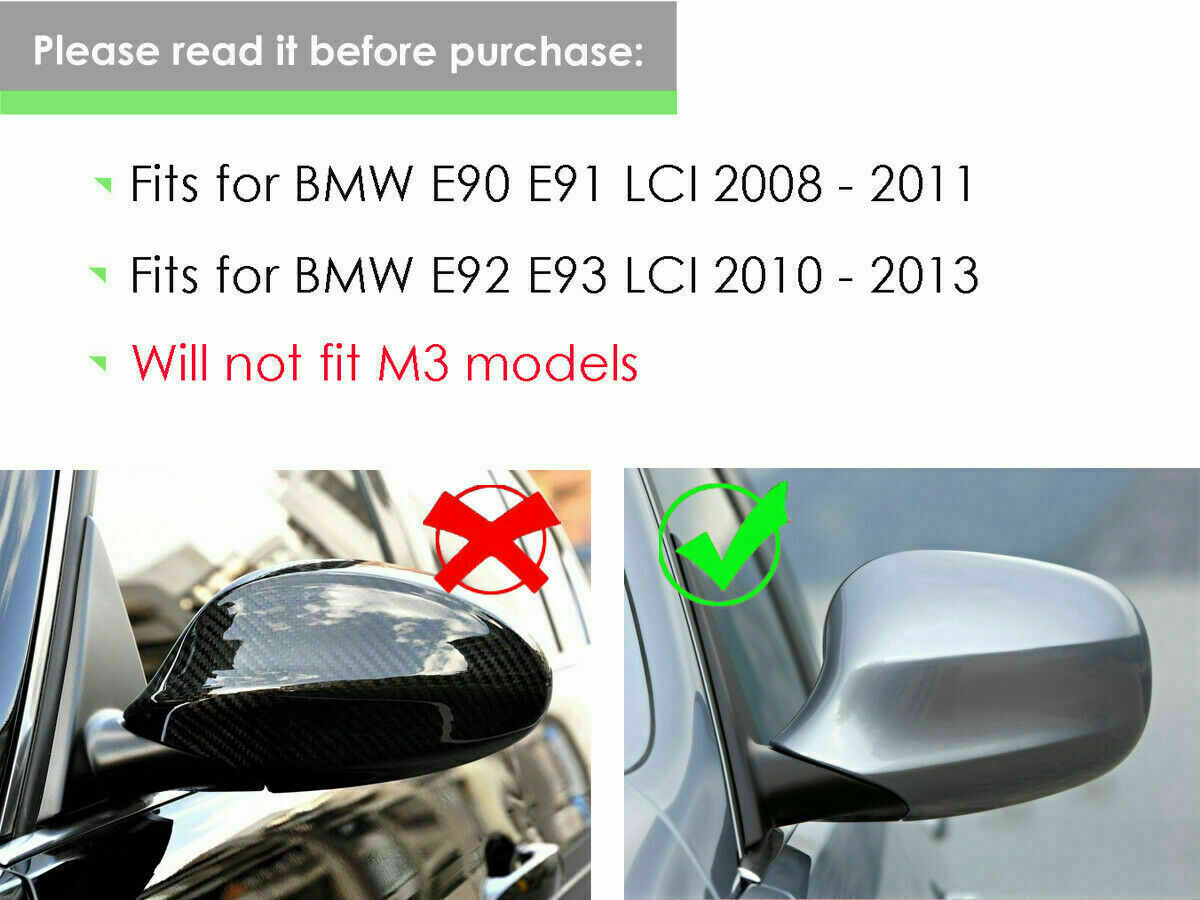 2Pcs Car Side Door Rearview Mirror Cover Cap For BMW E90 E91 E92 E93 E80 E81 E87