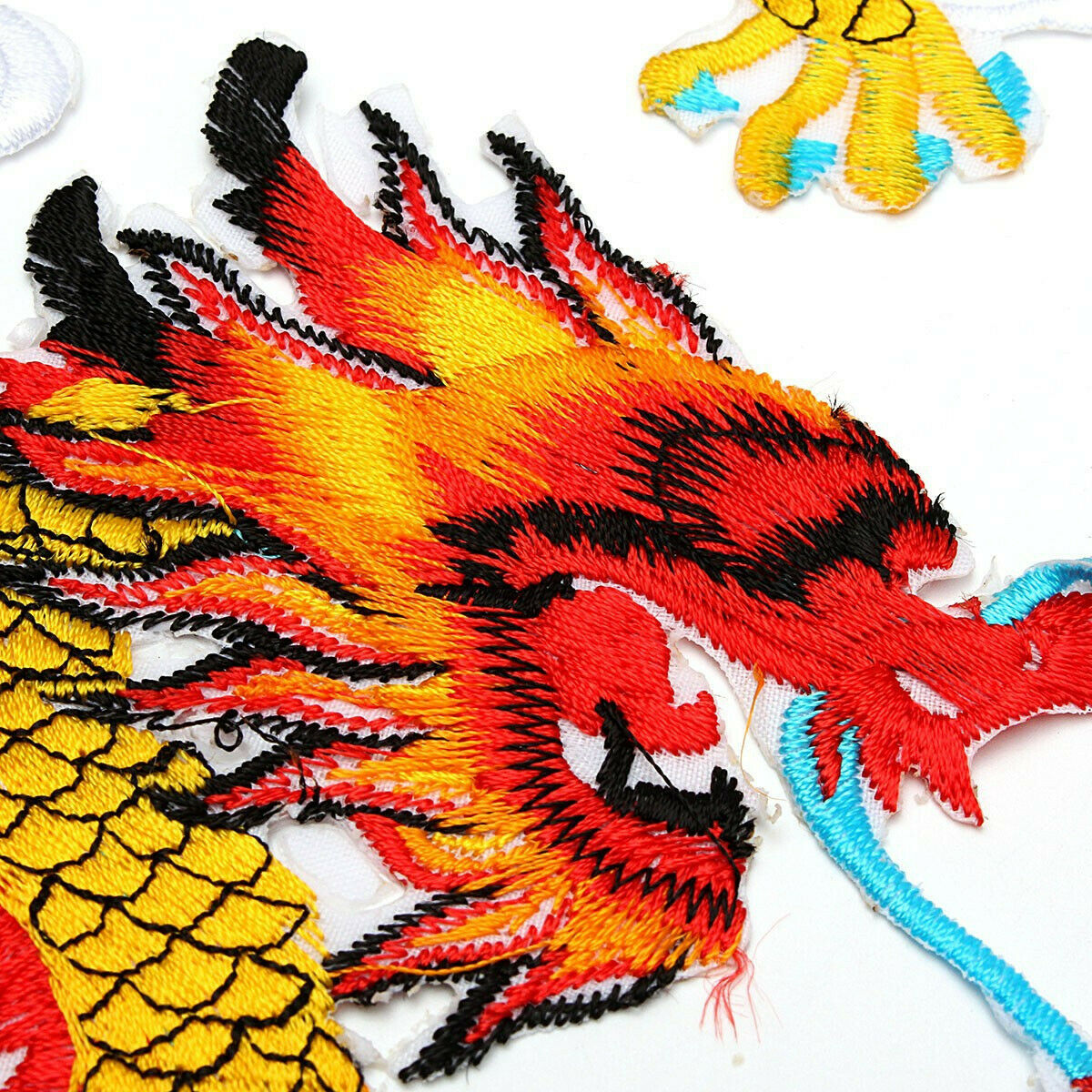 1Pair Chinese Dragon Embroidered Patches Animal Sew or Iron on Patches Applique
